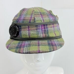 Stormy Kromer Wool Green Pink Plaid Button Band Cap